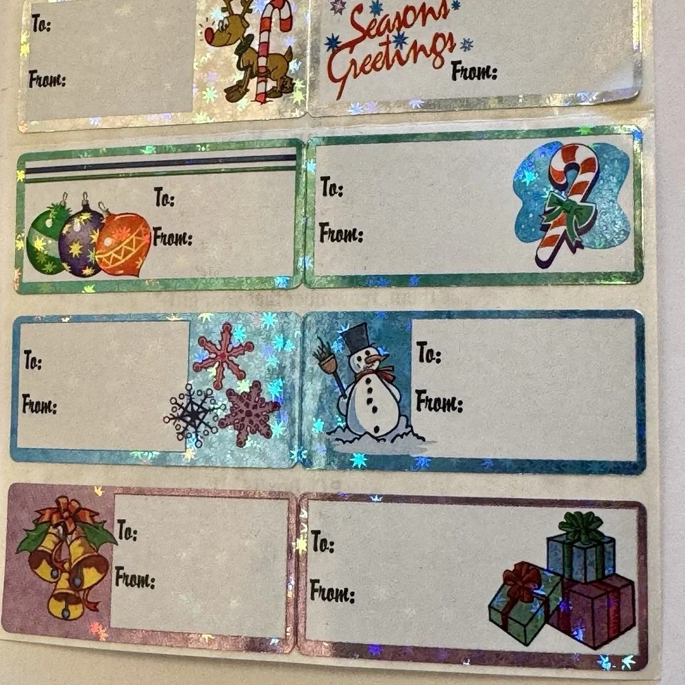 24‎ Self-Adhesive Christmas Gift Tags 2 Sheets Holiday Gift Stickers